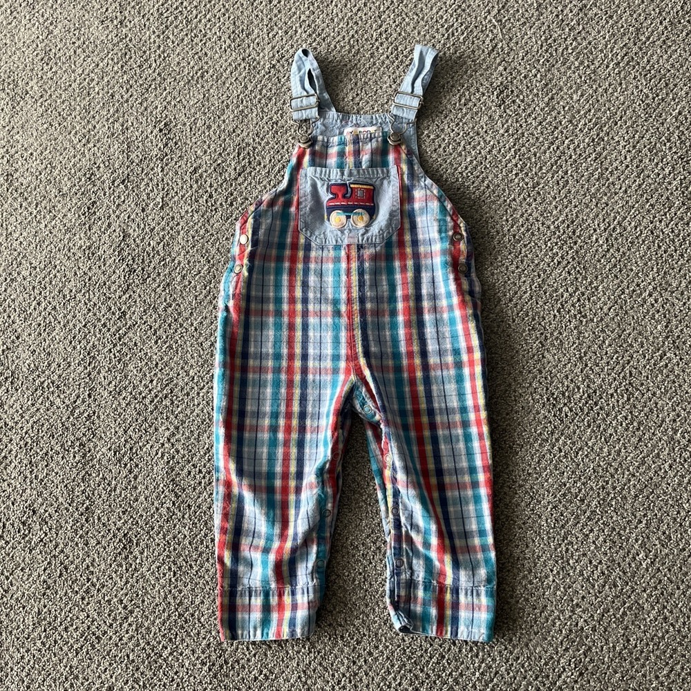 Vintage‎ Gymboree Rainbow Tag Train Overalls. Size XS. 12-18 Months